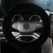 100% New Zealand Wool Car Steering Wheel Cover Soft Warm Long Plush Steering Wheel Cover Heated Fur Universal 38cm Accessories black
