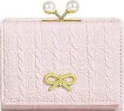 [BIAOTIE] Wallet Women RFID Blocking Trifold Pocket Wallet Multi Card Holder Ladies Purse Cute Wallets for Women&Girls, Pink, Cute