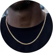 [Kakonia] 3.5mm Cuban Link Chain Necklace for Mens Women Black Silver Gold Tone Chains for Men Available in 16/18/20/22/24/30 inch Chain