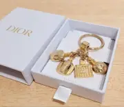 Christian Dior Novelty Gold Perfume motif Key holder Key Ring wz/Box Super Rare