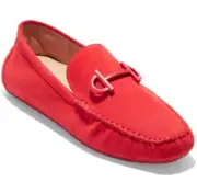 COLE HAAN Tully Driver True Red 9 B Women Suede Bit Slip-On Moccasin Loafers