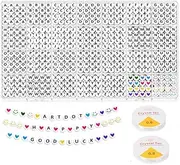 1400 Pieces Letter Beads Kit,28 Styles Alphabet Beads Colorful Smiley Face Beads Black Letter A-Z Heart for Jewelry Making and DIY Bracelets, Necklaces, Key Chains, Jewelry Making Kit