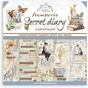 [Stamperia] Scrapbook Paper Pad for Scrapbooking, Albums, Card Making, Bullet Journalling, and More, Acid Free, Double-Sided, Perfect for Hobbies, Crafts, and Gifting (Secret Diary) (20.3 x 20.3 cm)
