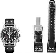 [AEHON] 20 21 22mm Genuine Leather Rivets Watchband Fit For IWC Big Pilot Spitfire Brown Black Blue Cowhide Watch Strap