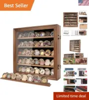 Elegant Military Challenge Coin Display Case in Solid Walnut with Glass Door
