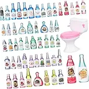 HEALEEP 50Pcs Mixed Mini Wine Bottles with Miniature Toilet Decoration for Bars and Parties Compact Plastic Red Wine Bottles for Creative Drinks and Festive Occasions