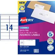 Avery 14UP Laser Address Labels White 20 Sheets