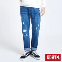 在飛比找momo購物網優惠-【EDWIN】男裝 503補釘加工直筒牛仔褲(中古藍)