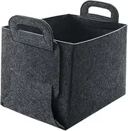 Gatuida Foldable Felt Storage Basket with Handles Large Organizing Box for Sundries and Household Supplies Grey for Bedroom Nursery and Laundry