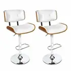 New Set of 2 Wooden Bar Stools Bar Stool Kitchen Chair Dining White Pad Gas Lift