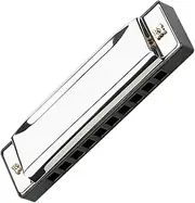 WHAMVOX Harmonica Diatonic Key of C Beginner Instrument with Stainless Steel Shell Sound Elegant Hard Case for Music Lovers Adults