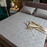 Quilted Mattress Cover Solid Color Mattress Cover Protector Bedding Sheets Quilted Mattress Pad,Maze Grey,100x200x25cm