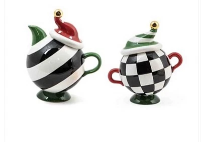 Mackenzie Childs Granny Kitsch Creamer and Sugar Bowl Set