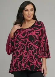 NWT Taking Shape pink black Bloom Jumper plus size S 16-18 floral bell sleeves