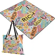 Yoogain Park Blanket Sandproof Outdoor Outside Blankets for Grass for Ground Picnic Items Colorful Cartoon Rich 60x80in
