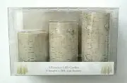 Pier 1 Set of 3 Birch Flameless LED Pillar Candles with Timer New in Box