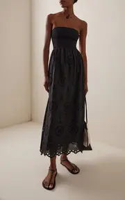 [Matteau] Knit and Broderie Anglaise Cotton Midi Dress