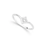Silver Cz V-shape Solitaire Ring Size O in Clear
