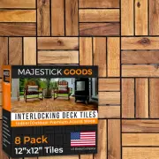 Interlocking Deck Tiles 12"X12" - Non-Slip All Weather Acacia Wood Outdoor Tiles