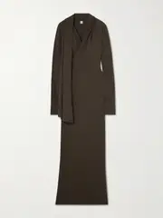 [TOTEME] TOTEME - Wrap-effect Draped Stretch-jersey Maxi Dress - Brown - small small Brown