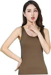 [AZIDWERYQ] Tank Top with Built in Bra for Women, Modal Tank Tops Elastic Skin-Friendly Sleeveless Racerback Camisole Tops for Workout Yoga Tank Tops for Women