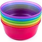 Cuddly Hippo Kids Plastic Dinnerware Set of 6 Multi Color Bowls - Reusable, BPA-Free, Dishwasher Safe and Microwaveable