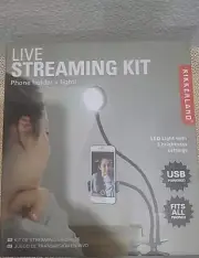 Kikkerland Live Streaming Lighting Kit Phone Holder + Light! Clamp USB NWOT