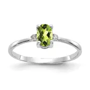 14k White Gold Real Diamond u0026 Peridot Birthstone Ring
