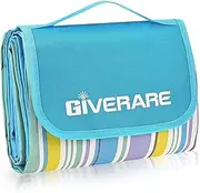 GIVERARE Picnic Beach Blanket, XL Sandfree Waterproof Outdoor Camping Blanket, Quick Drying Oxford Family Mat, Portable Extra Large Picnic Mat for Travel, Hiking, Music Festival, Lawn