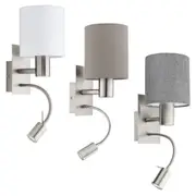 Pasteri Indoor LED Wall Light 40w and 3.5w in White, Taupe or Grey