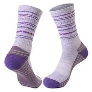 1 Pair Women's merino wool socks Running Socks Sports Socks Thermal Warm Breathable Anti Blister Sweat-Wicking Outdoor mid crew Patchwork Wool Violet Black Whi