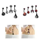 4Pcs Belly Button Ring for Women, Body Piercing Statement Dangling Belly Ring,