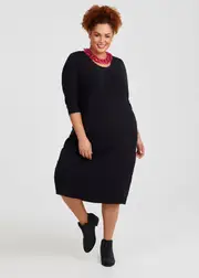 [Taking Shape] Taking Shape Natural Mila Pinstitch Detail Dress Size 20 in Black, Viscose - Plus Size Women's Dresses Black