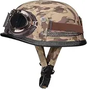 Leather Motorcycle Half Helmet Retro Half Helmet Jet Helmet with Visor Quick Release Buckle Motorcycle Helmet for Adult Men Women Motorcycle Chopper DOT/ECE Approved