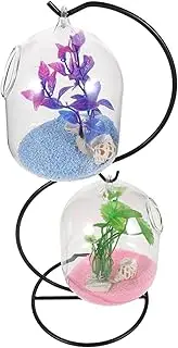 LIGHTAOTAO 1 Set Hanging Fish Bowl with Stand Mini Transparent Aquarium Tank for Betta Fish and Plant Decor Stylish Home and Office Decoration Stand Cage Random Color