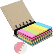 MNODWLOF Self Stick Notes Pads Combination Sticky Notes with Spiral Binding Portable Page Markers Index Tabs for Home Office School Supplies Take Bookmarks Memo Notes Reminder