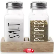 Glass Salt And Pepper Shakers With Holder Clear Salt And Pepper Set With Wood Ca