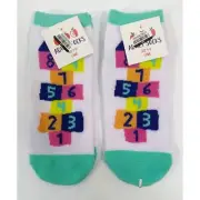 Target Womens Teen Ankle Socks Hopscotch Graphic, 2 Pair Size 9-11 Pink Blue New