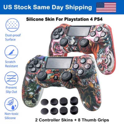 2PCS Silicone Grip Cover Skin Dragon Case For PS4 PS4 Slim PS4 Pro Controller
