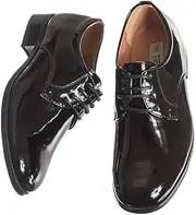 [Lito] Boys Shiny Black Tuxedo Shoes, Round Toe Style in Infant to Boys Sizes