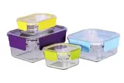 GLASSLOCK 4 PIECE TEMPERED GLASS FOOD CONTAINER PREMIUM OVEN SAFE SET