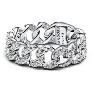 Pandora Pavé Cuban Chain Ring 193557C01-52 – Sterling Silver, Cubic Zirconia, Si