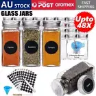 Upto 48x Clear Square Glass Jars Lid Spice Herb Seasoning Condiment Storage AU