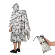 3-in-1 Rain Poncho Riding Backpack Cover Camping Canopy Mat (Snowfield Camouflag