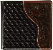 Nocona Western Mens Bifold Wallet Leather Weave Floral Brown N500046902