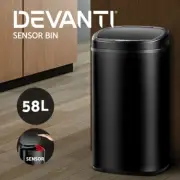 Devanti 58L Motion Sensor Bin Rubbish Waste Automatic Trash Kitchen Office Black
