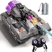 TOPMVP 2.4GHZ Remote Control Car Tank,RC Drift Tank with High Power Continuous Shooting Water,Large Water Storage，360° Rotating & Lighting,Outdoor RC Stunt Tank Car Boys Bithday Ages 8-12.