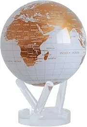 MOVA Globe White and Gold 4.5" with Base, Solar Powered Rotating Globe No Need of Battery or Chord, Unique Gift and Decoration