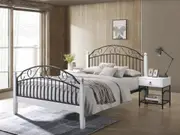 Alexa Wood & Metal Bed Frame - Black and White