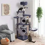 HOMFURN 154cm Cat Scratching Tree, Cat Tree Tower with Scratching Posts Stand House, Condo Funny Toys Kittens Pet Play House, Dark Gray